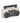 Boombox monochrome en marbre noir et blanc, vu axo