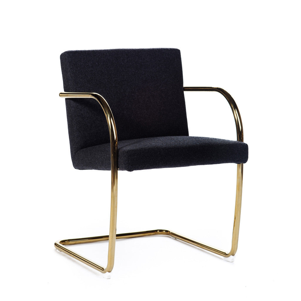 brno chair or et tissu gold and fabric chaise brno mies van der rohe chair