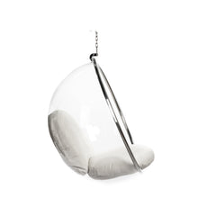 
                      
                        Load image into Gallery viewer, lounge ball chair transparent Transparent acrylic globe chair with cushions and chain. fauteuil suspendu avec chaine
                      
                    