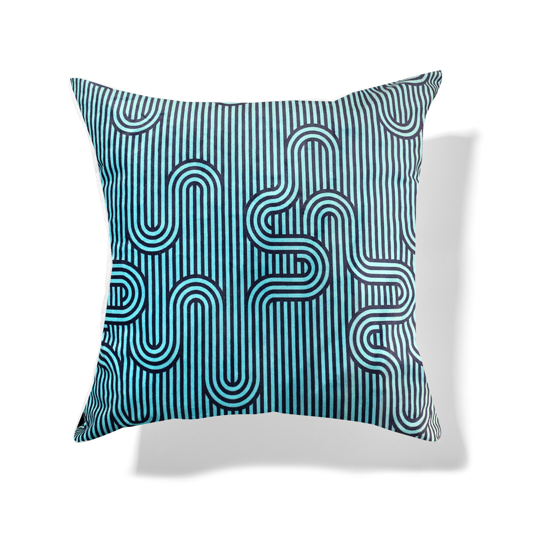 Blue Curved Lines Cushion